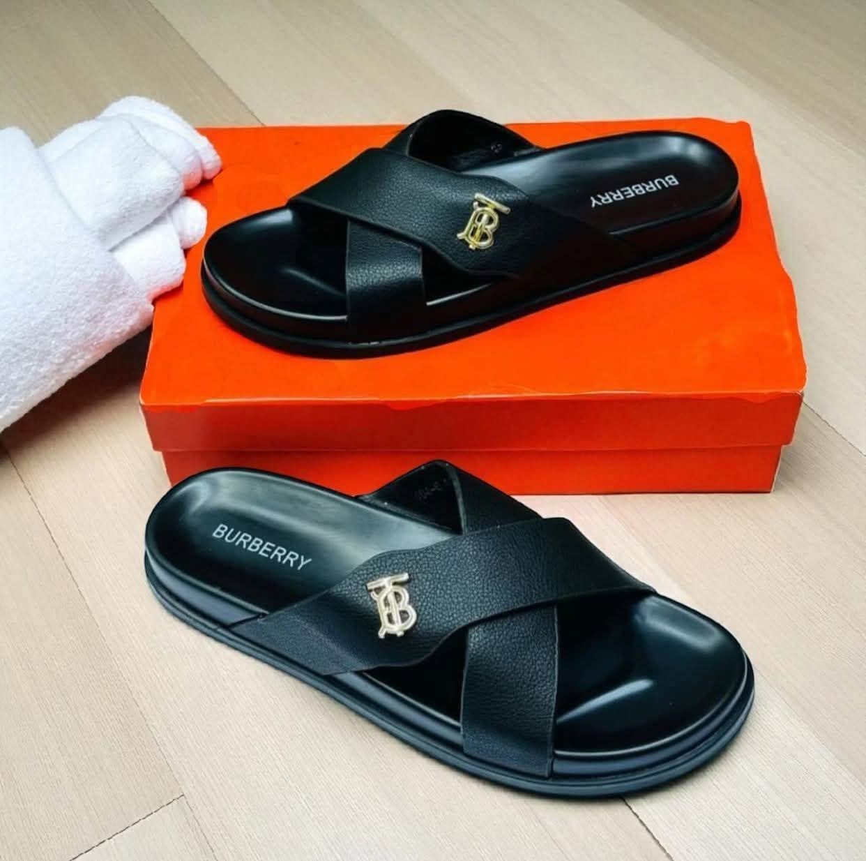 Burberry Cross-Strap Slides – Black