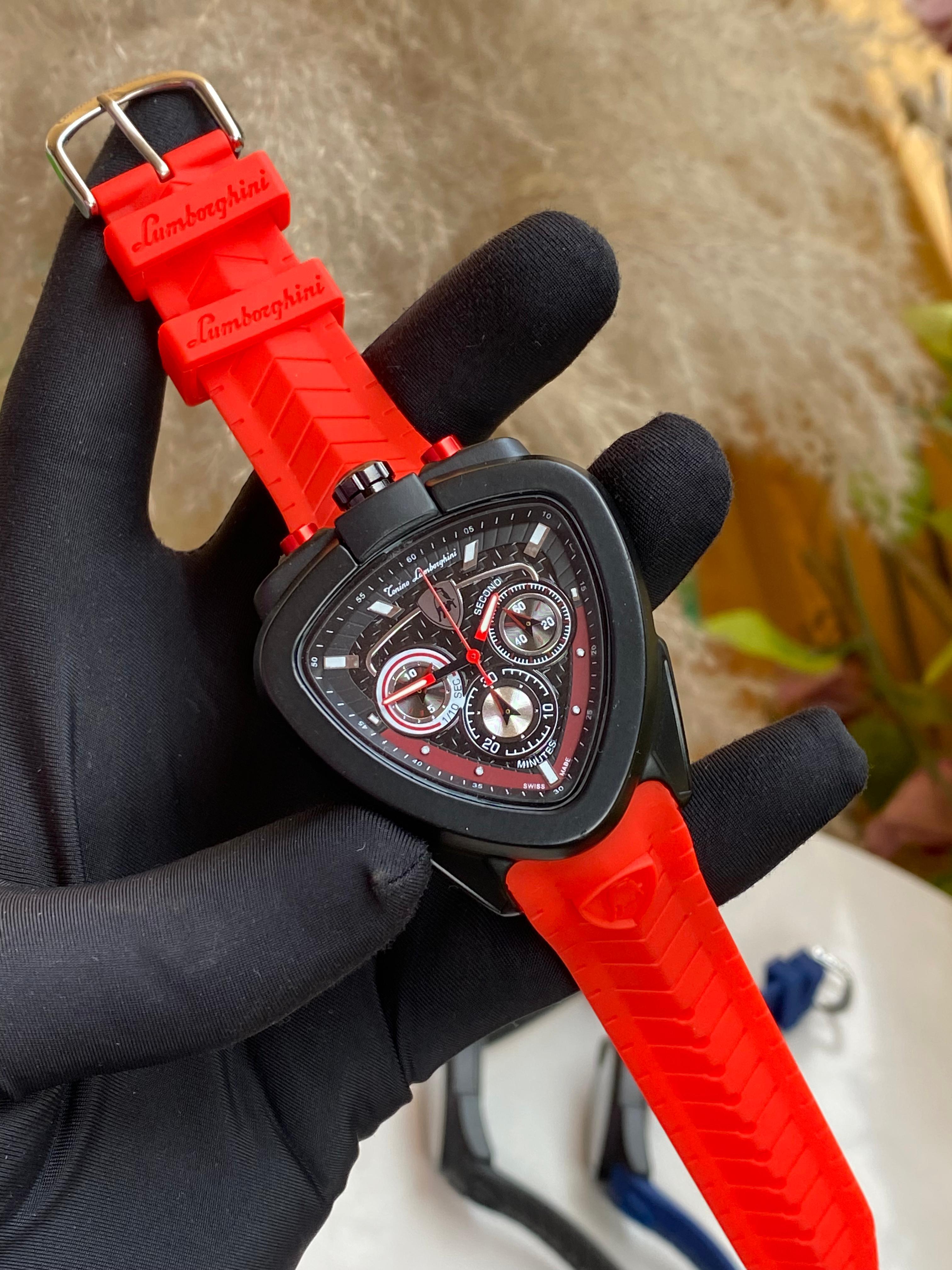 Lamborghini Tonino Chronograph – Black Case, Red Strap