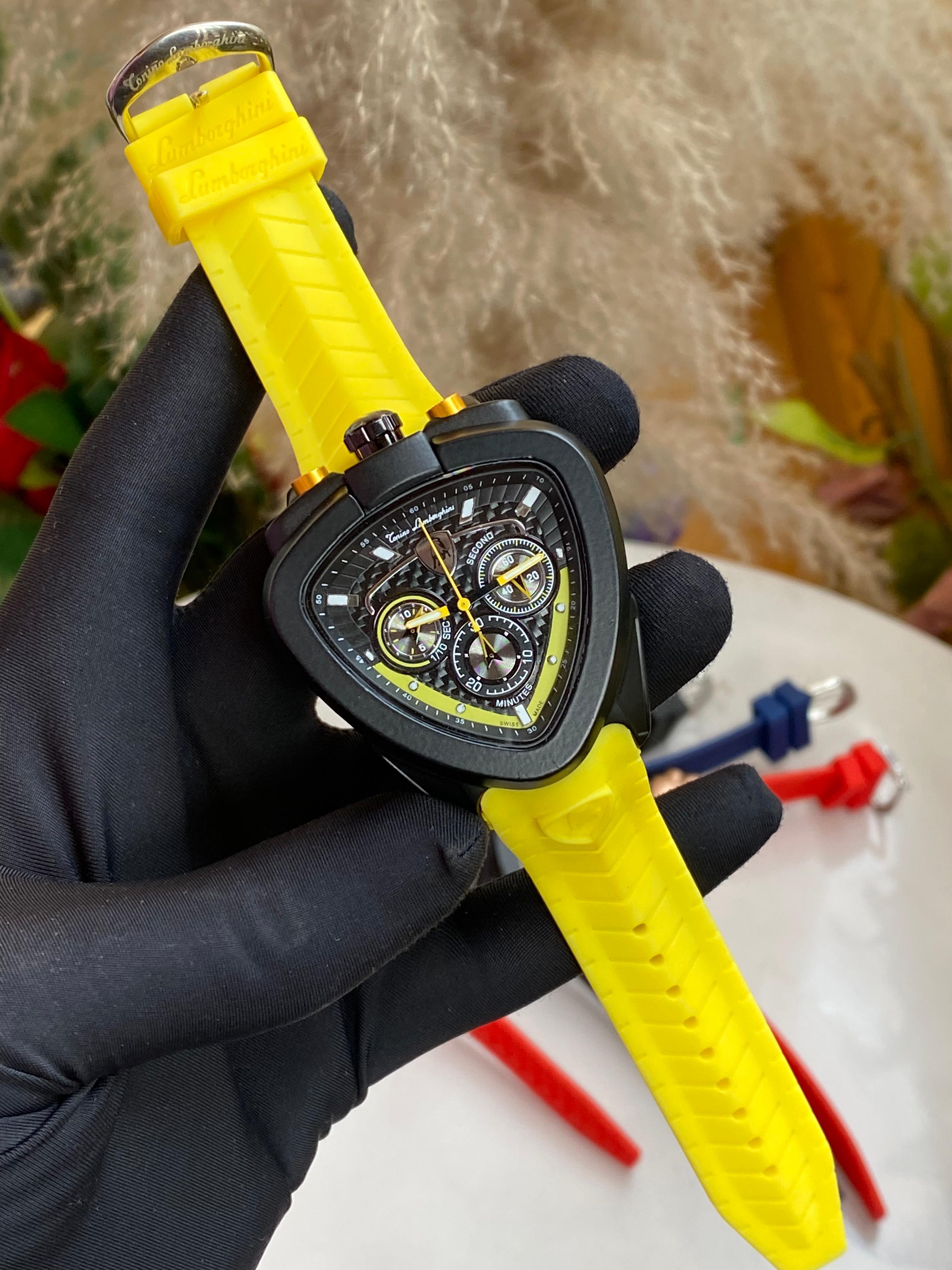 Lamborghini Tonino Chronograph – Black Case, Yellow Strap