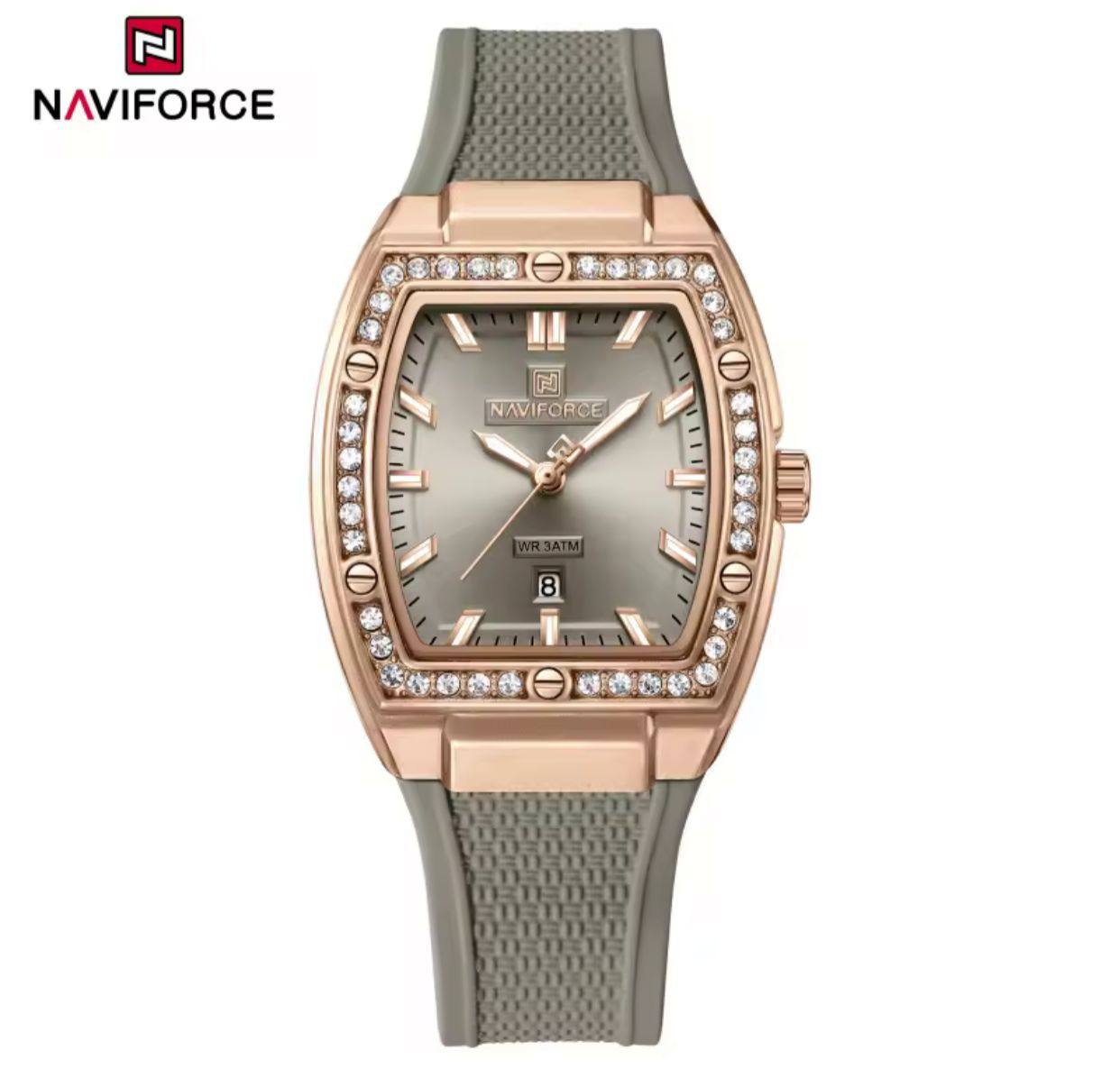 Naviforce NF5071 Ladies Watch – Rose Gold Crystal Bezel