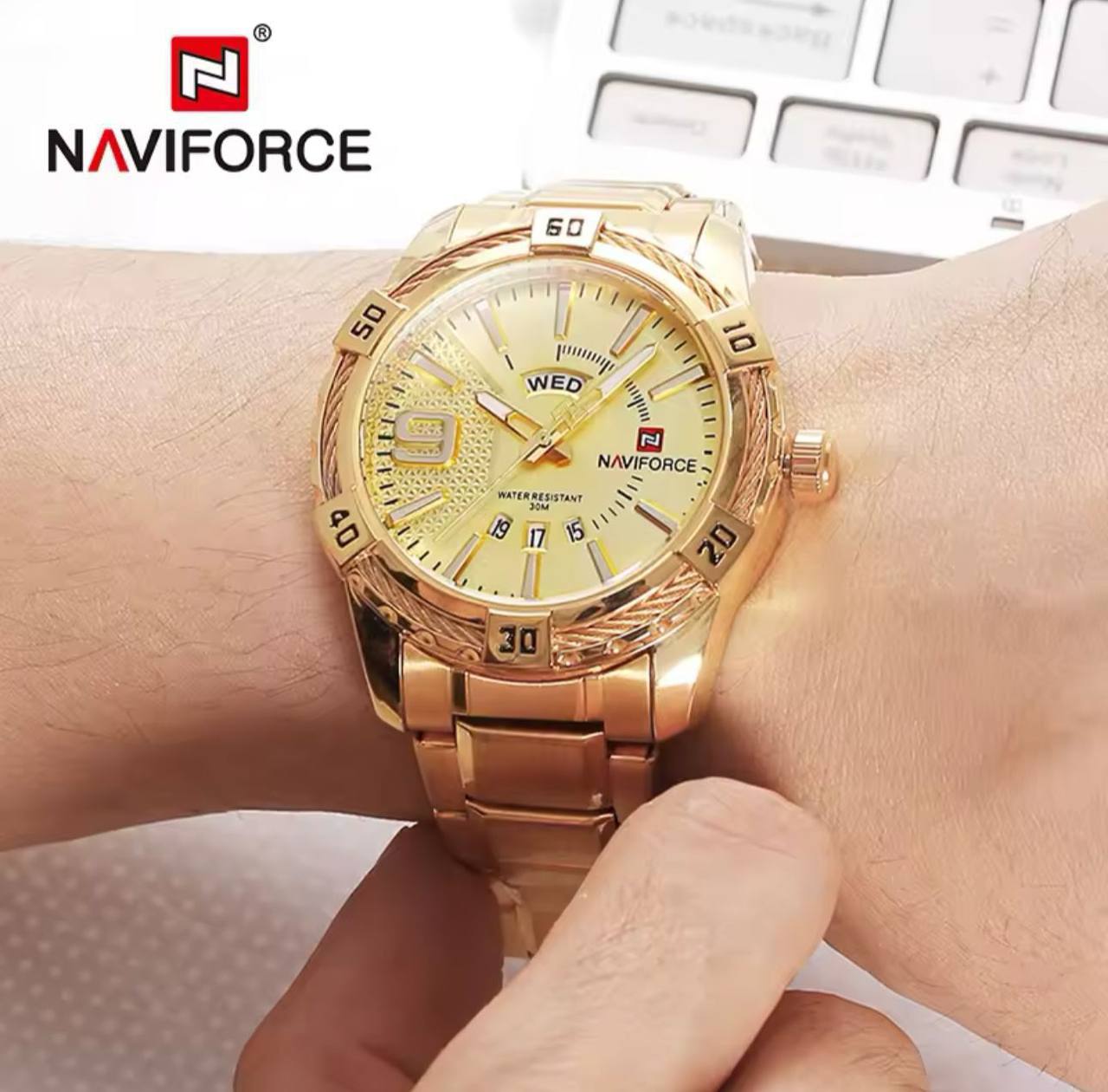Naviforce NF9117 Men's Watch – Gold Classic Day-Date
