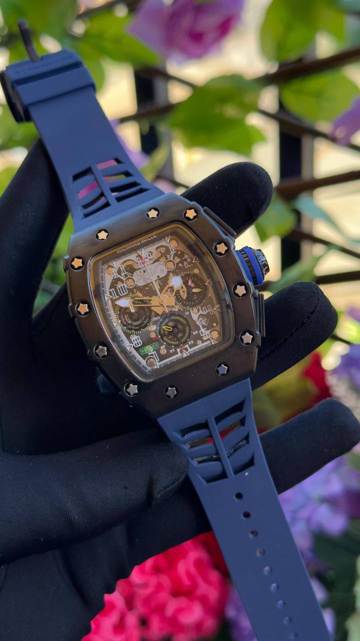 Richard Mille Flyback Chronograph – Gunmetal, Blue Strap