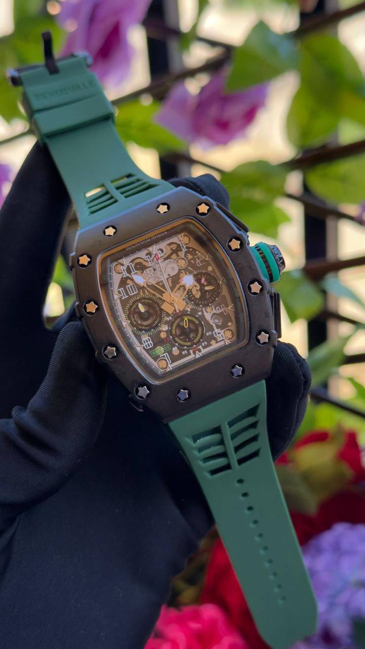 Richard Mille Flyback Chronograph – Gunmetal, Green Strap