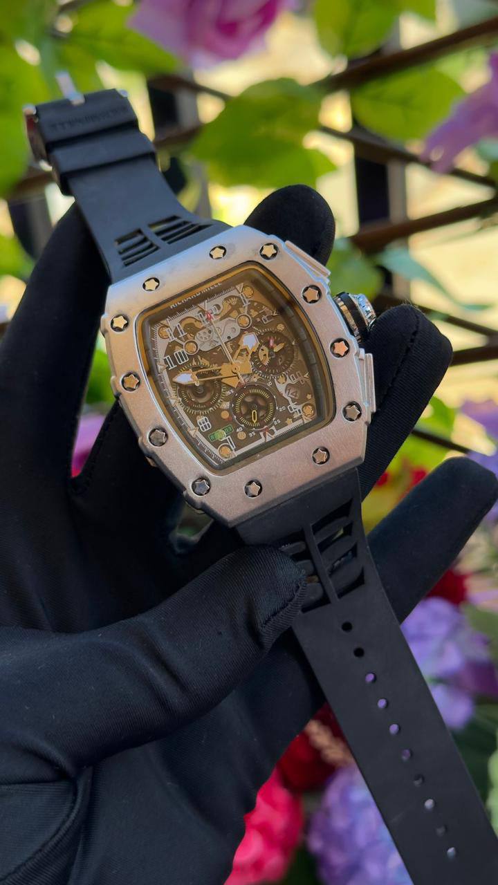 Richard Mille Flyback Chronograph – Titanium, Black Strap
